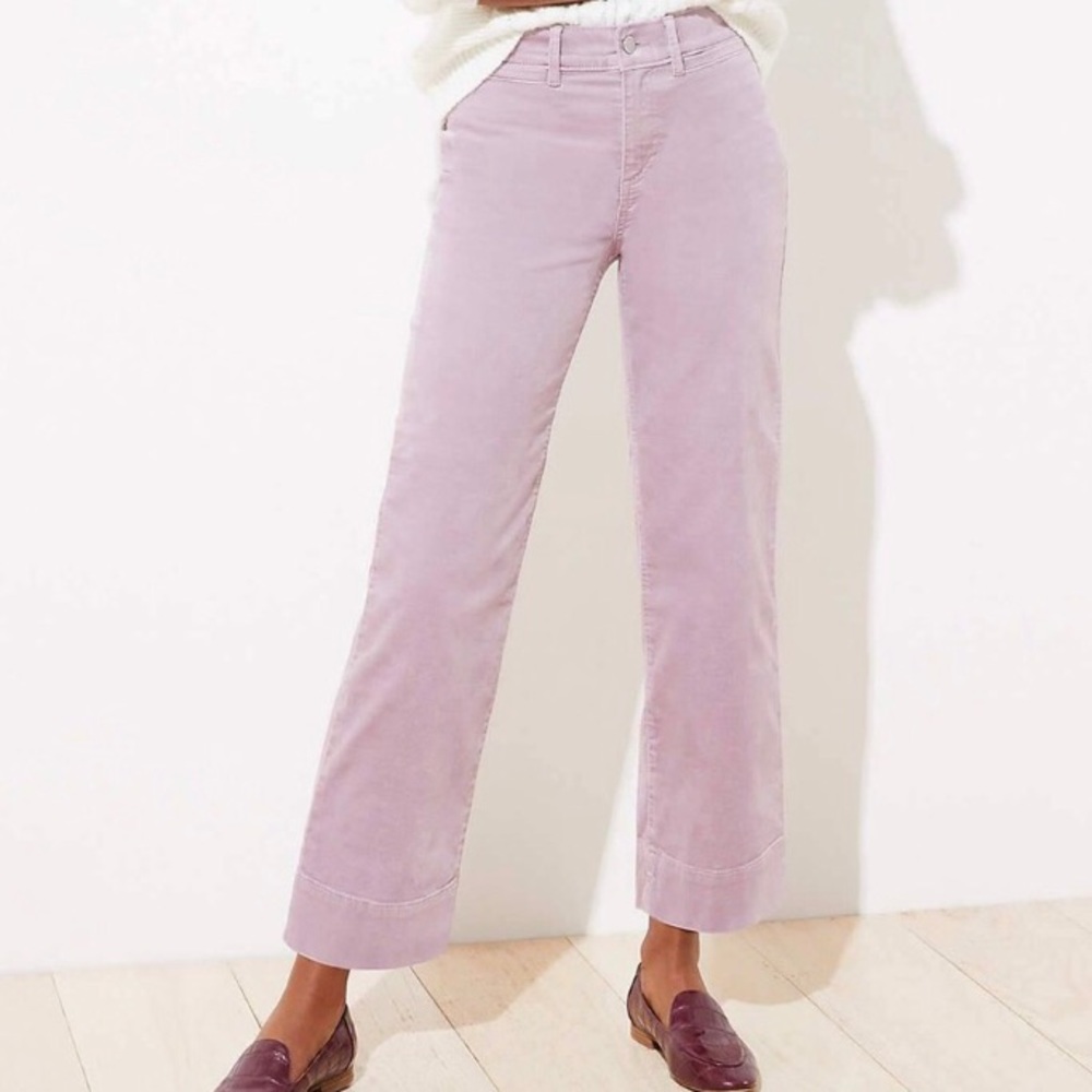 LOFT velvet wide leg pants, high waisted